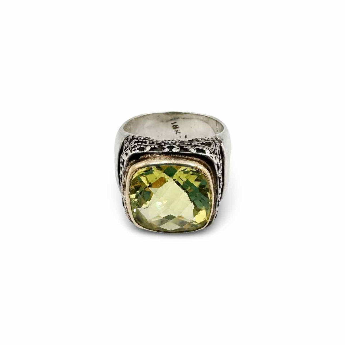18K White Gold Peridot Ring - Double Exposure Boutique
