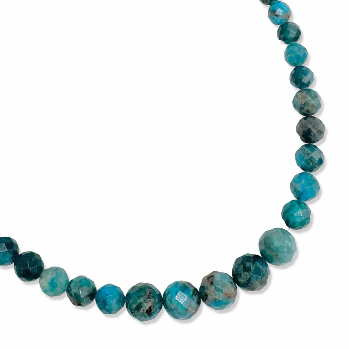 Faceted blue stone bead necklace with sterling silver clasp