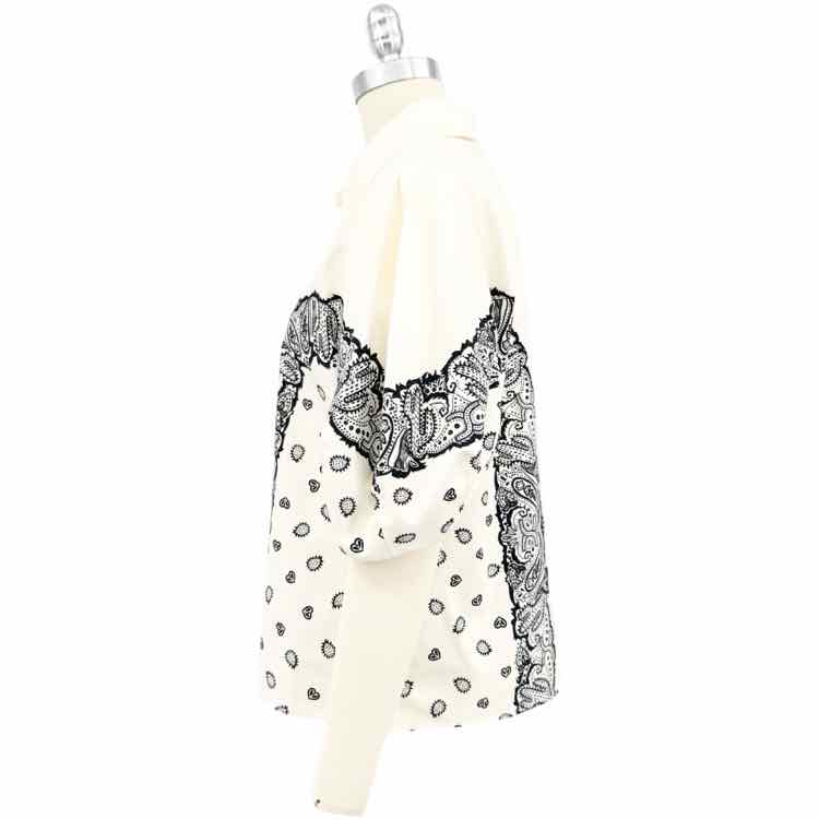 Chloe Cream Black Pattern Top - Size M Designer Couture