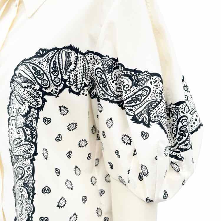 Chloe Cream Black Pattern Top - Size M Designer Couture
