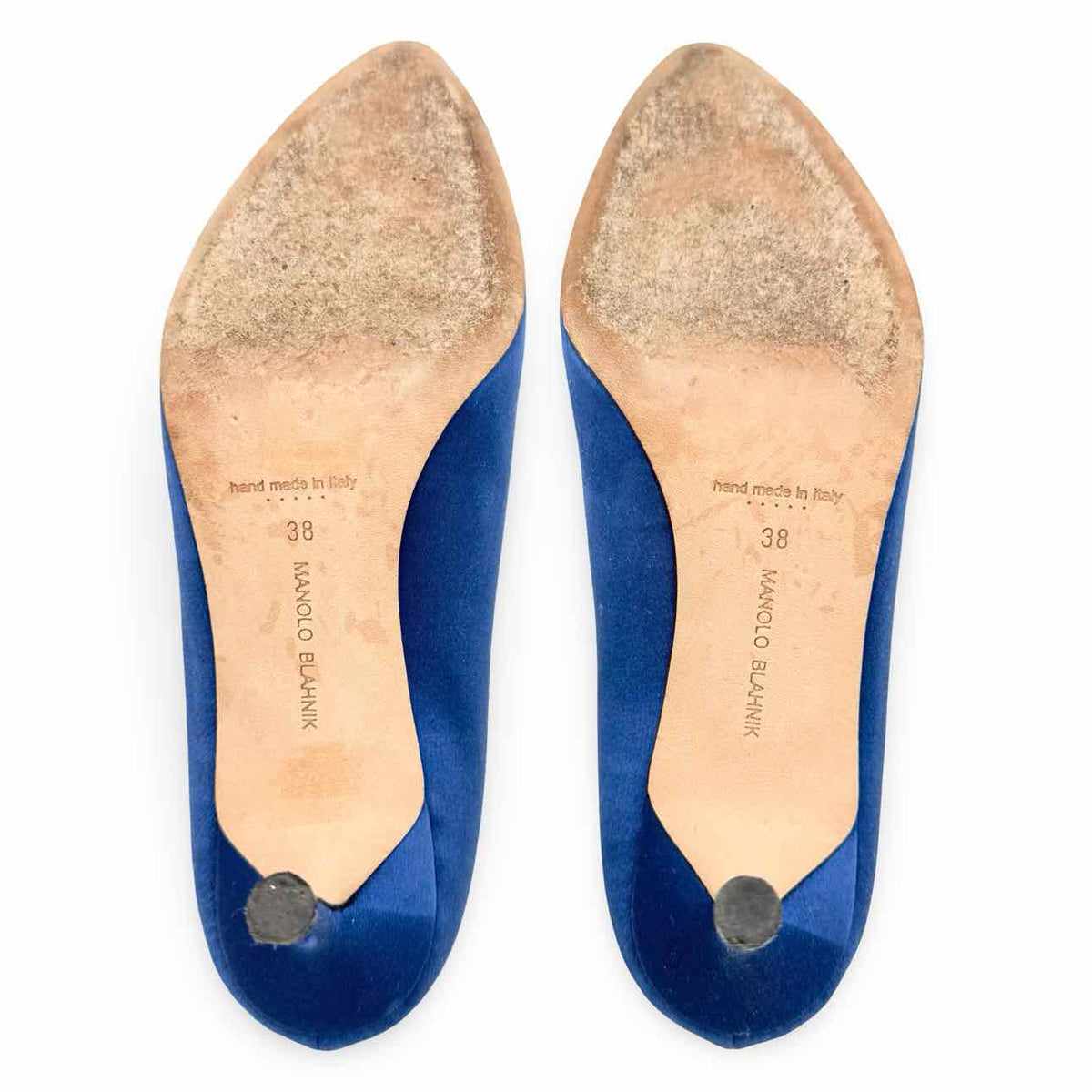 Manolo Blahnik Heels — Hangisi blue satin with crystals — Size 7.5
