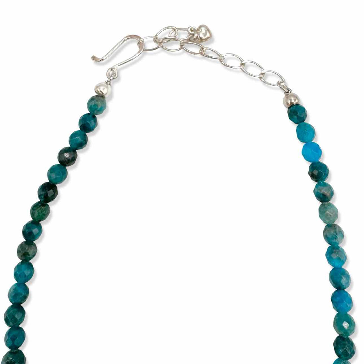Faceted blue stone bead necklace with sterling silver clasp