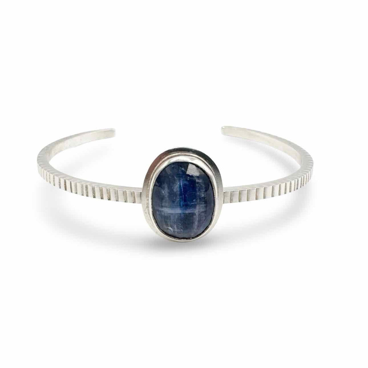 Silver bangle bracelet with kyanite - Double Exposure Boutique