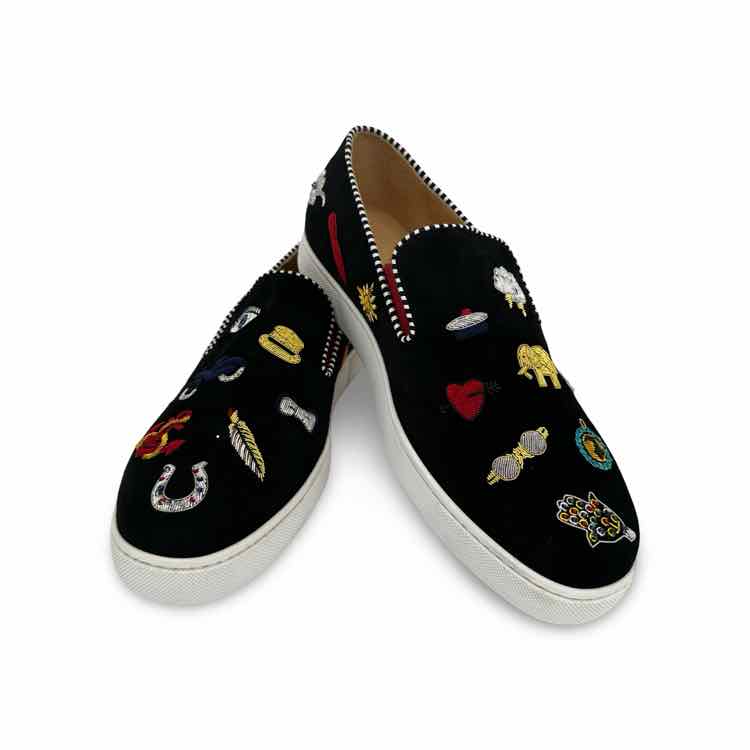 Christian Louboutin Black Suede Pik N Luck Sneaker
