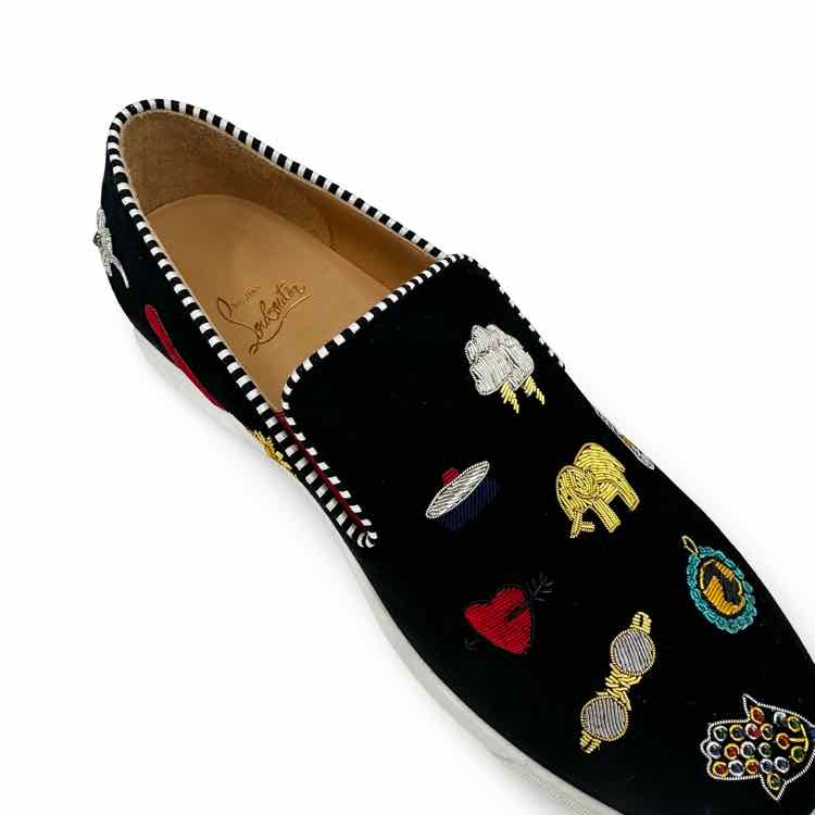 Christian Louboutin Black Suede Pik N Luck Sneaker
