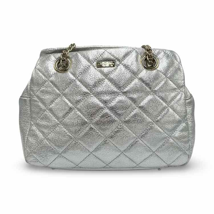 Kate Spade Metallic Quilted Silver Shoulder Bag
