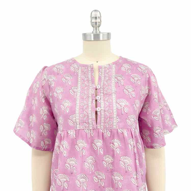 Marea Pink White Pattern with Belt Dress
