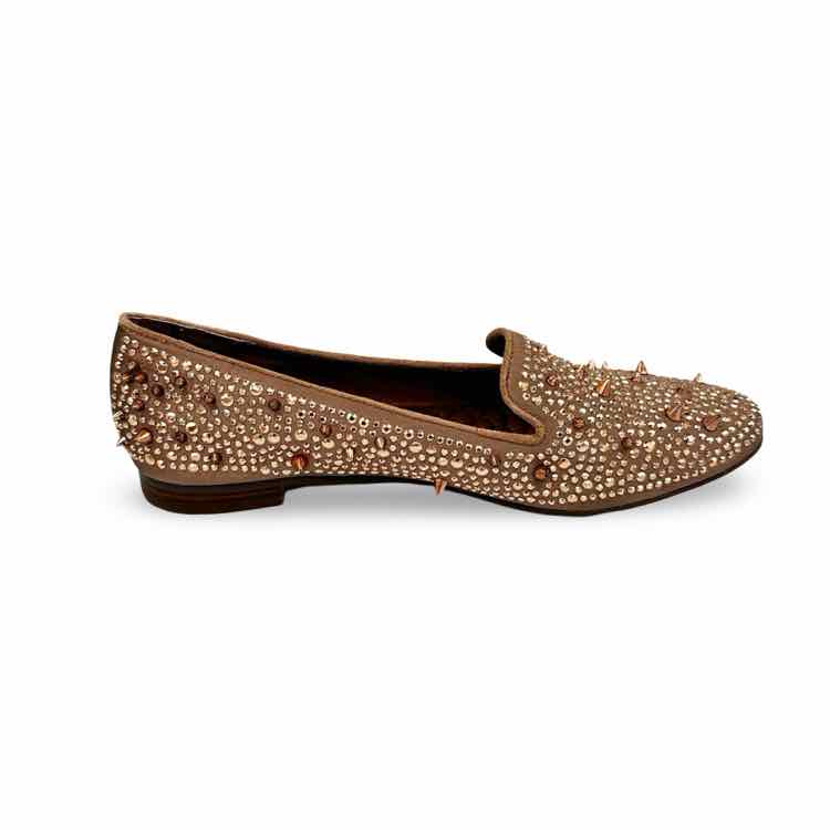 Sam Edelman Womens Adena Rose Studded Satin Leather Flats Spike Rocker
