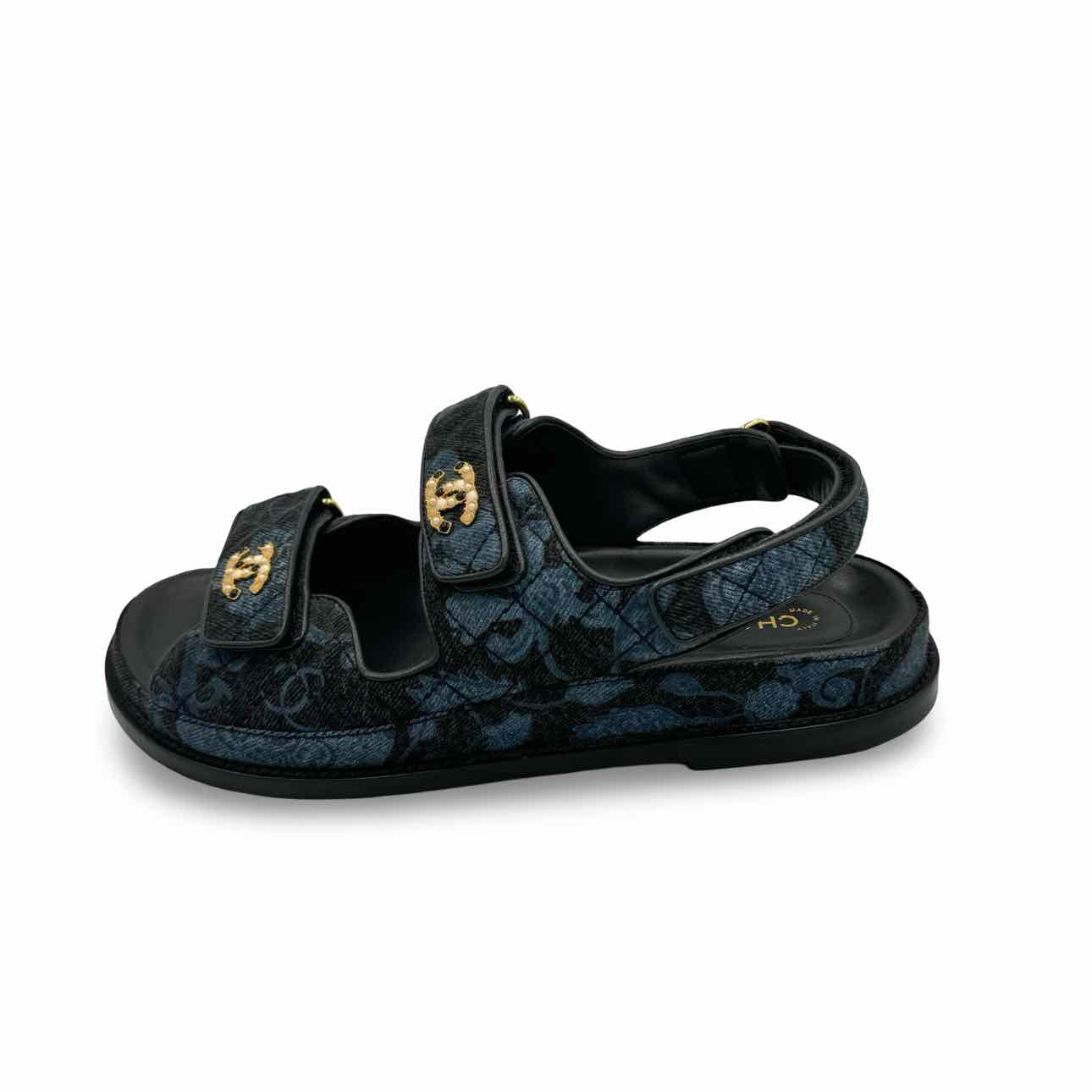 Chanel Denim Velcro Dad Sandals
