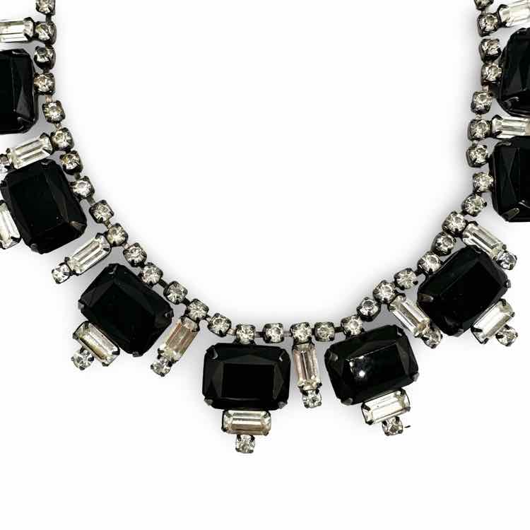 Vintage black & white crystal necklace
