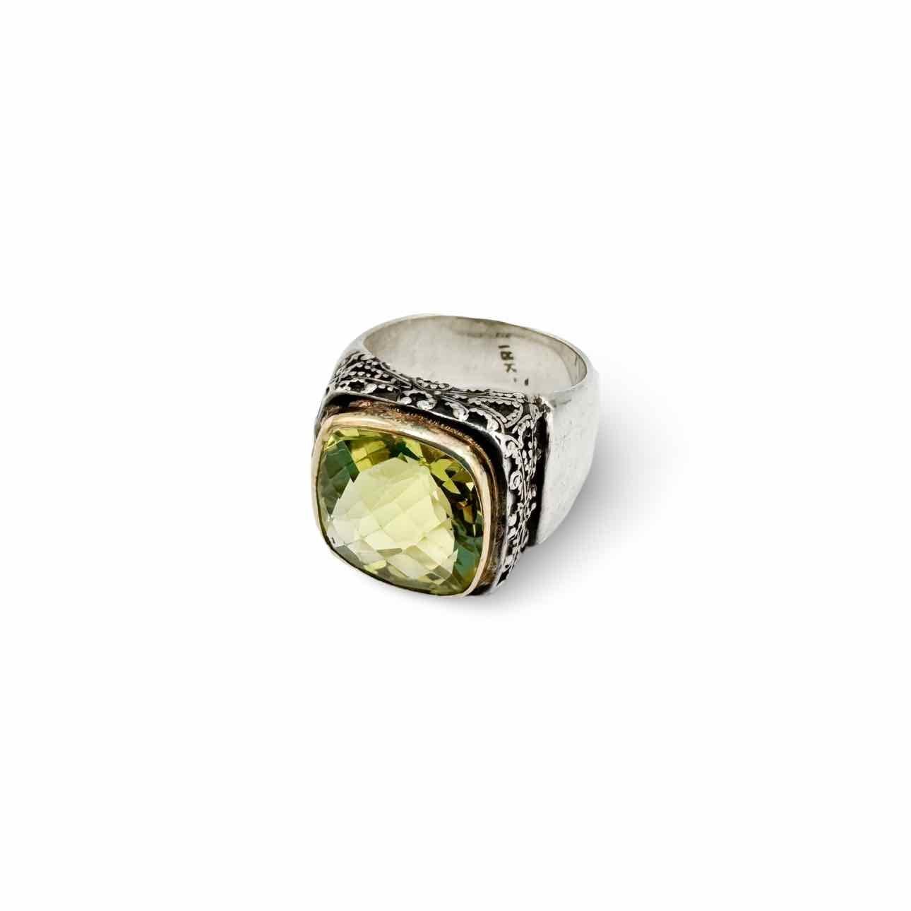 18K white gold &amp; peridot ring - Double Exposure Boutique

