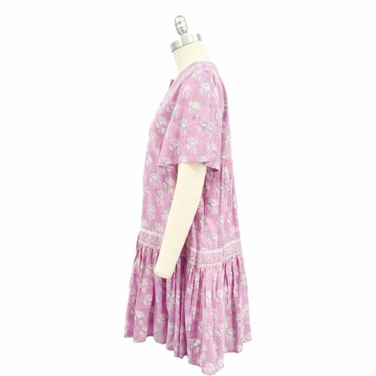 Marea Pink White Pattern with Belt Dress
