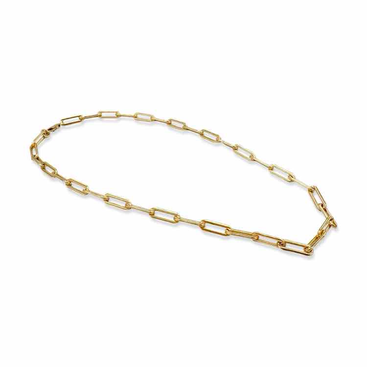 Gold filled paperclip link necklace
