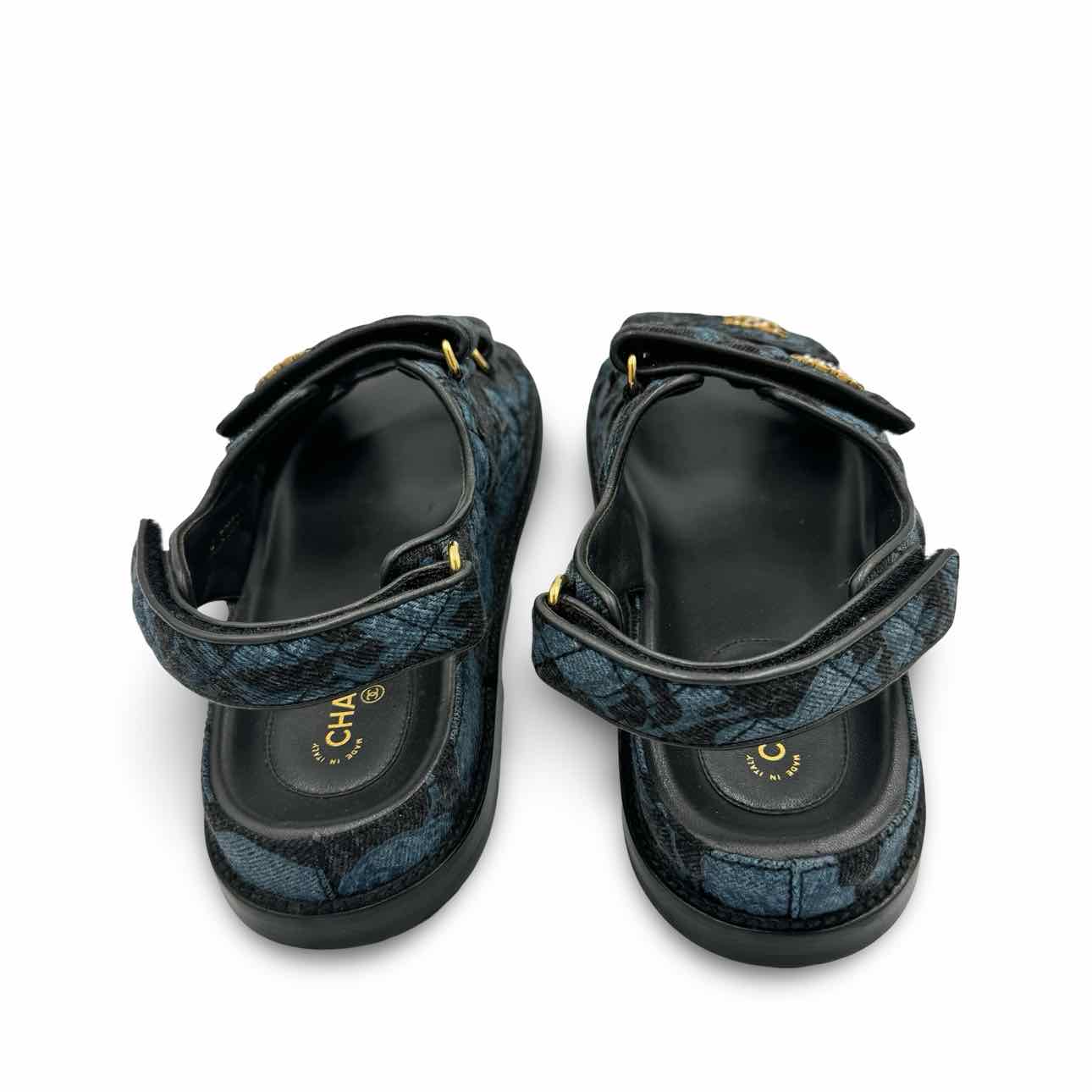 Chanel Denim Velcro Dad Sandals
