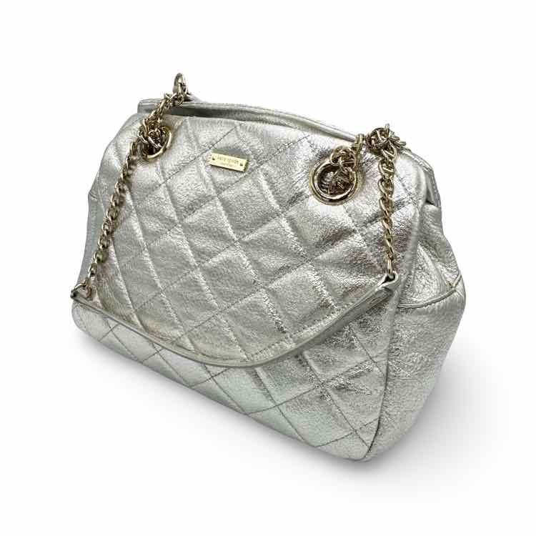 Kate Spade Metallic Quilted Silver Shoulder Bag
