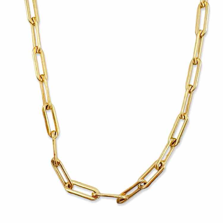 Gold filled paperclip link necklace
