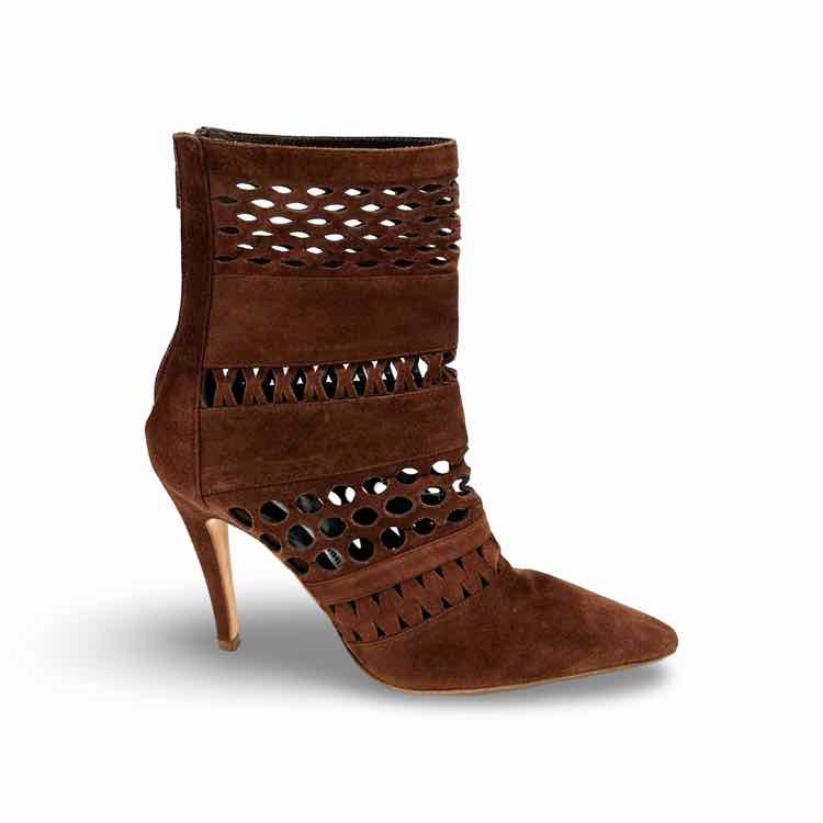 Manolo Blahnik Brown Suede Cut Out Accent Boot
