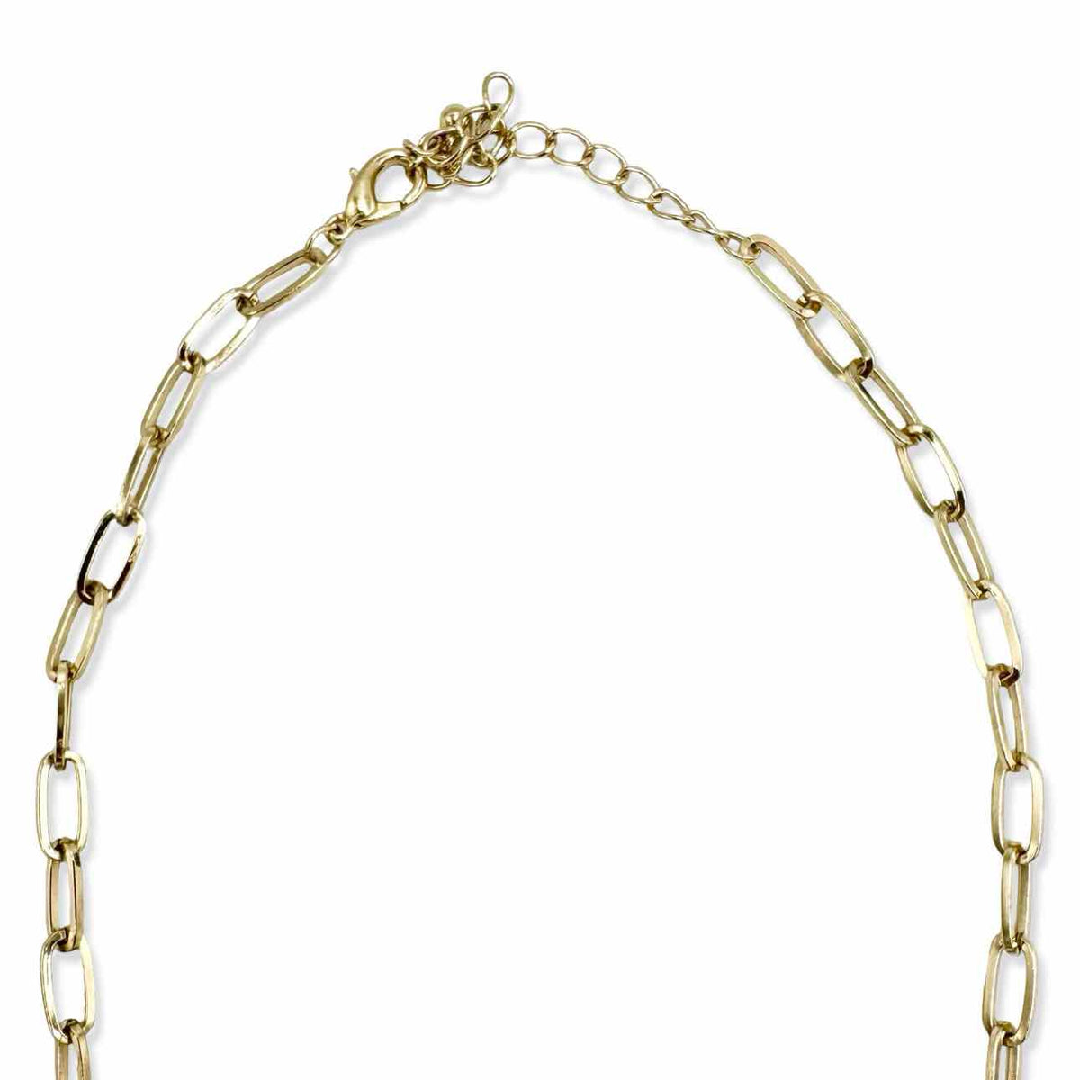 gold-tone link necklace with silver & gold-tone rectangular pendants
