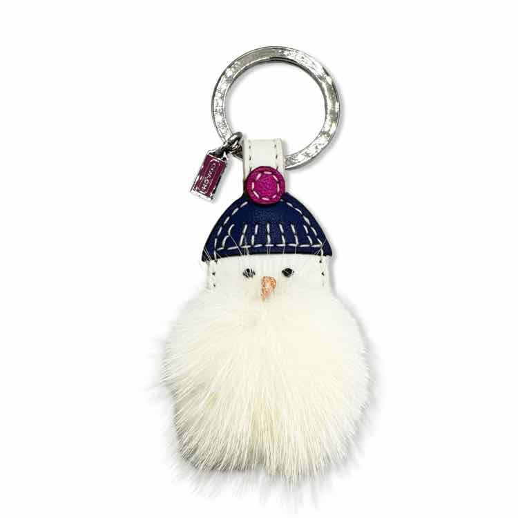 Coach Mink Snowman Leather Purse Charm Key Ring
