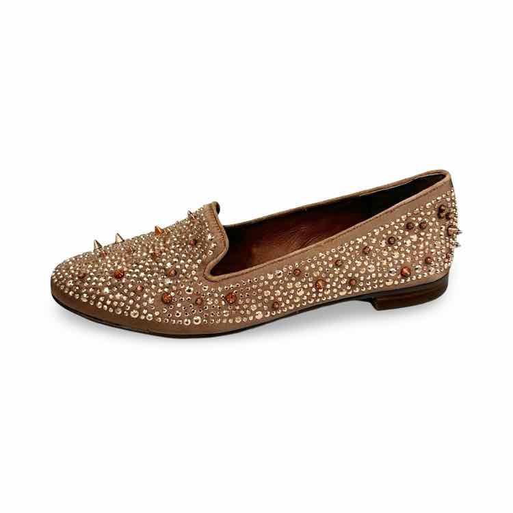 Sam Edelman Womens Adena Rose Studded Satin Leather Flats Spike Rocker
