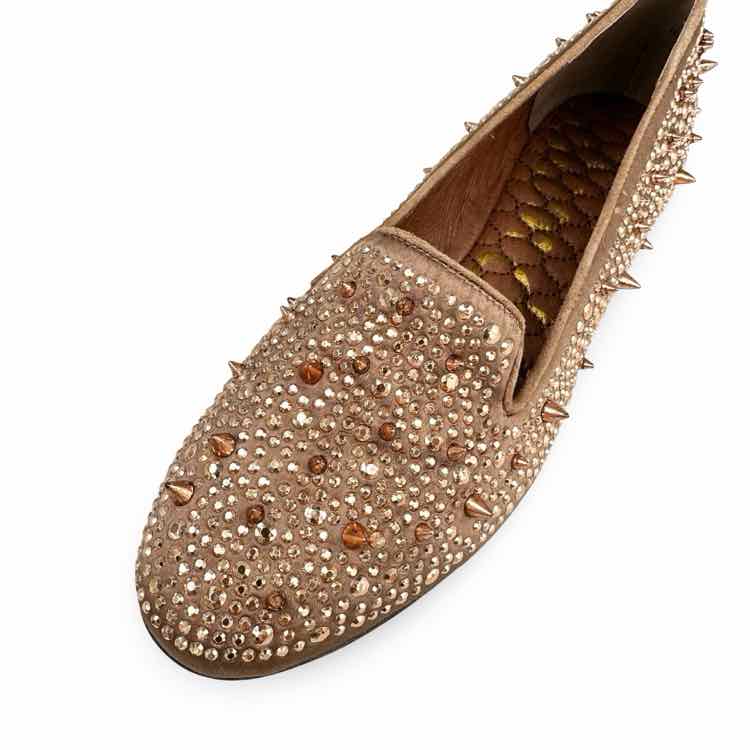 Sam Edelman Womens Adena Rose Studded Satin Leather Flats Spike Rocker
