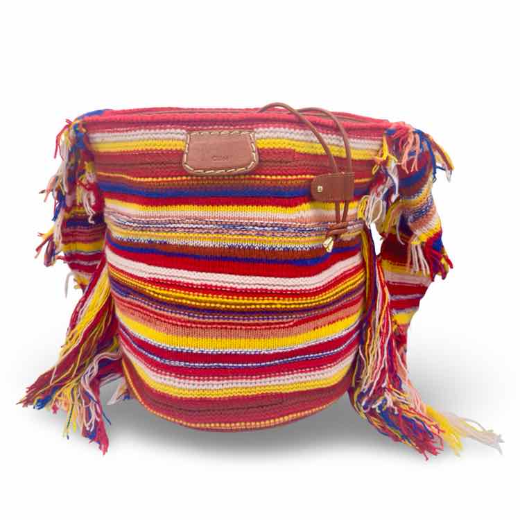 Chloe' Knit Jorge Striped Bucket Beach Bag Tote
