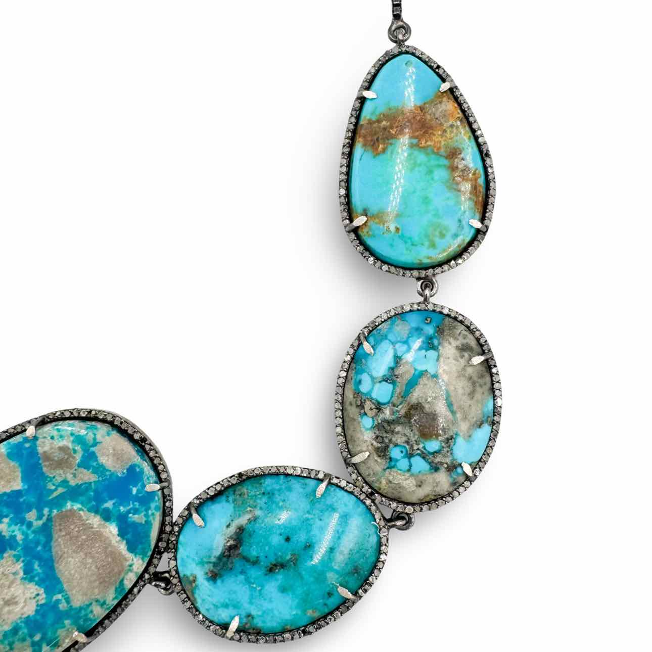 S. Carter Natural turquoise stone and diamond necklace
