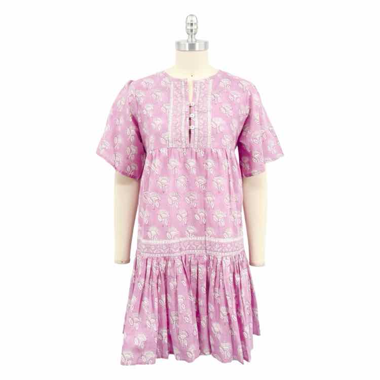 Marea Pink White Pattern with Belt Dress
