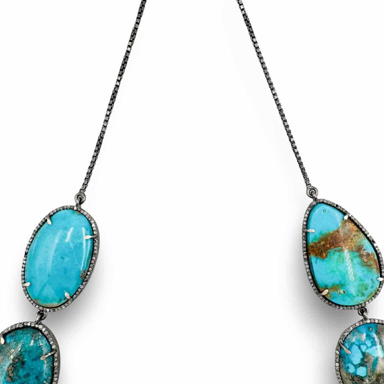 S. Carter Natural turquoise stone and diamond necklace
