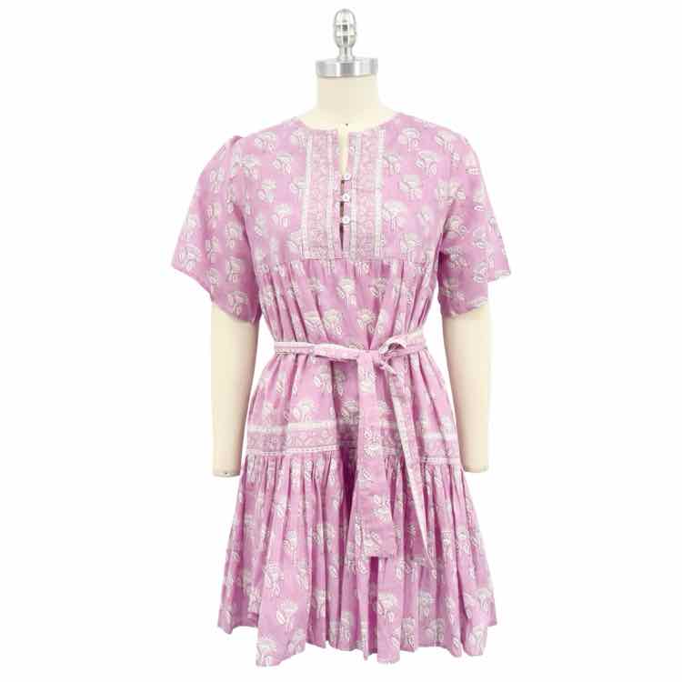 Marea Pink White Pattern with Belt Dress
