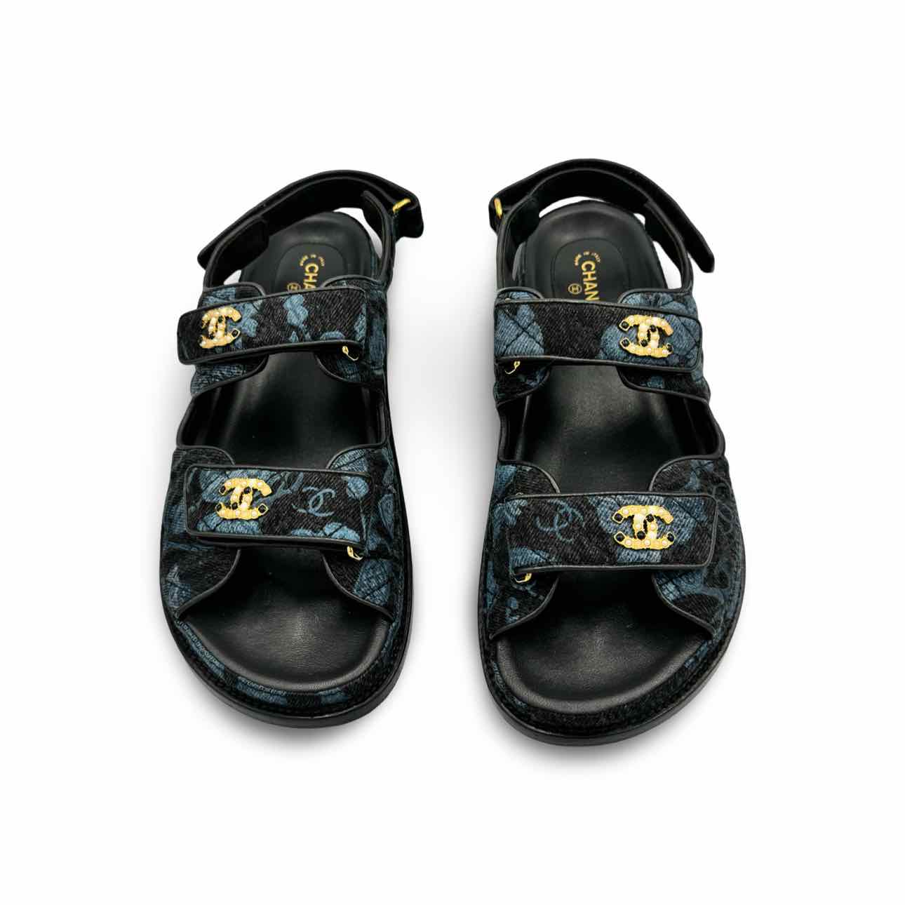 Chanel Denim Velcro Dad Sandals
