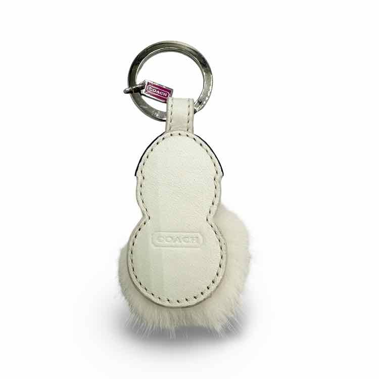 Coach Mink Snowman Leather Purse Charm Key Ring
