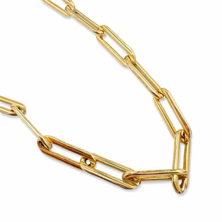 Gold filled paperclip link necklace
