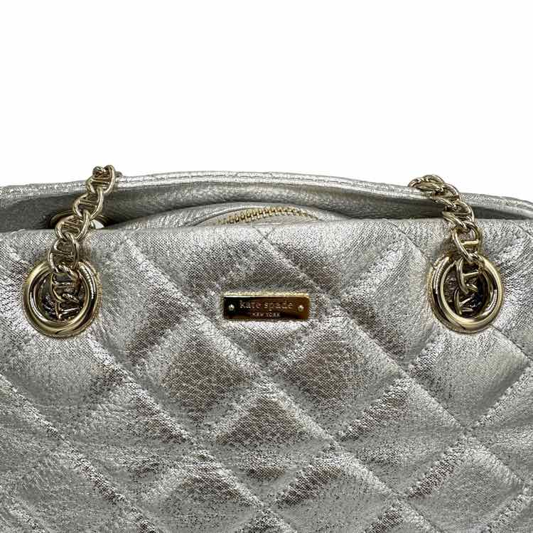 Kate Spade Metallic Quilted Silver Shoulder Bag
