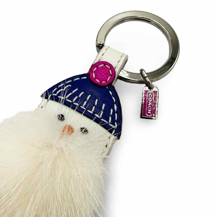 Coach Mink Snowman Leather Purse Charm Key Ring
