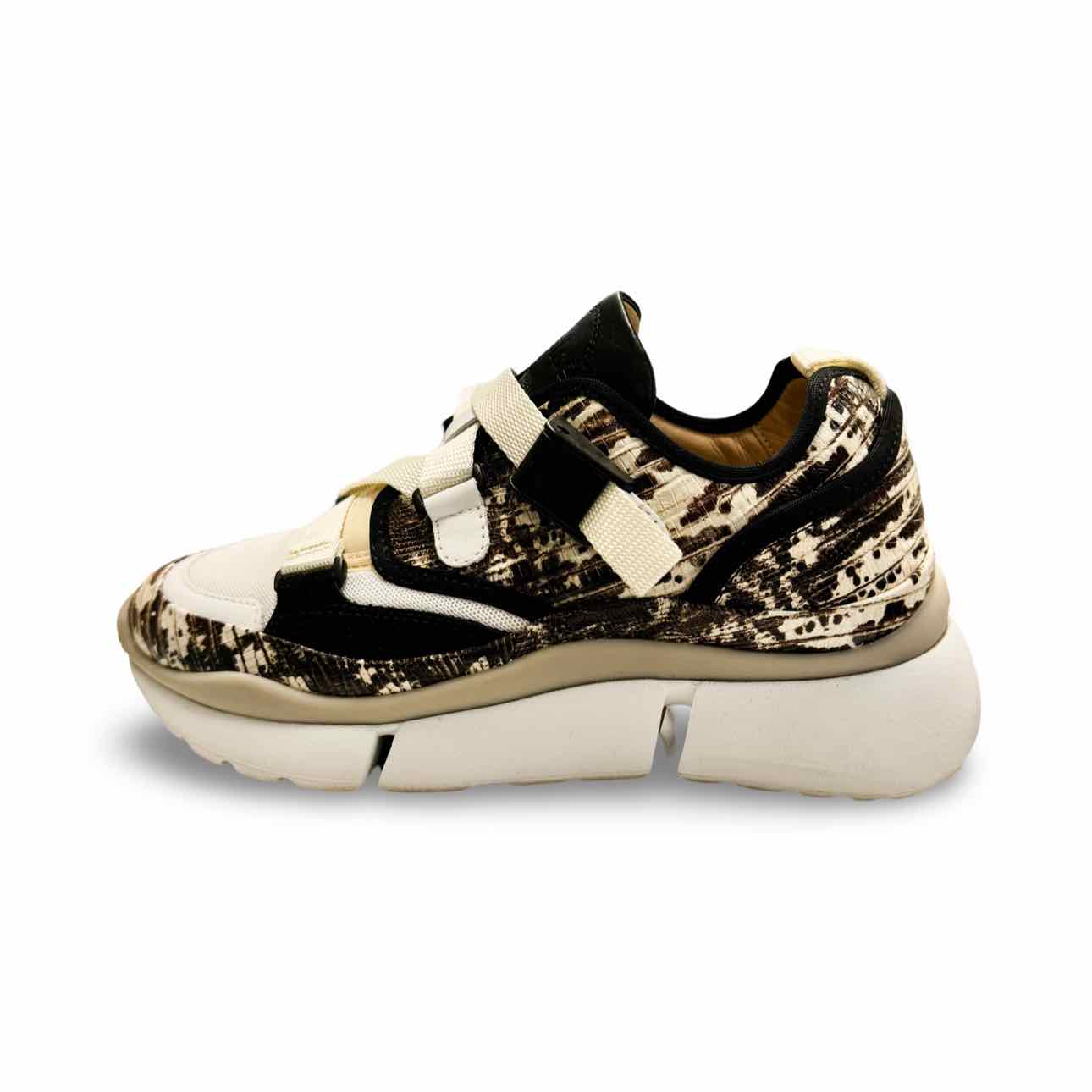 Chloe Animal Print Mesh Accent Leather Sneakers
