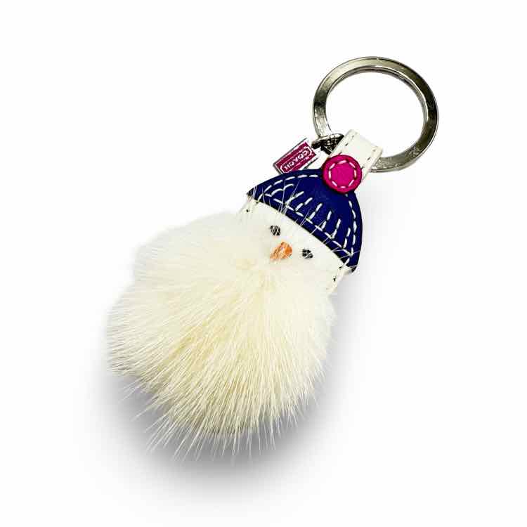 Coach Mink Snowman Leather Purse Charm Key Ring
