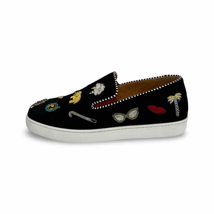 Christian Louboutin Black Suede Pik N Luck Sneaker
