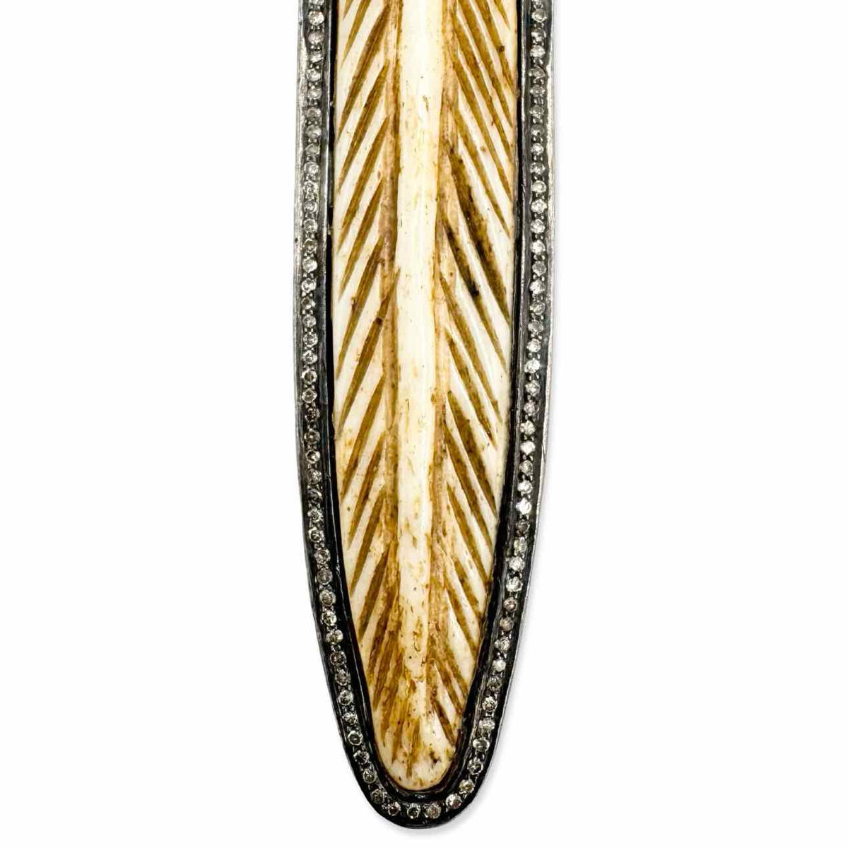 Carved feather pendant with pavé accent
