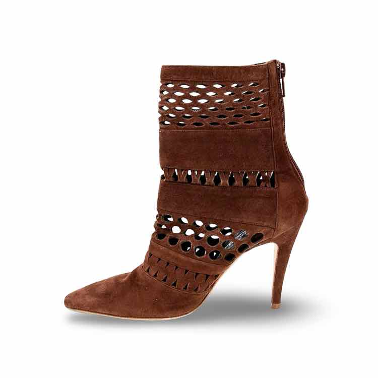 Manolo Blahnik Brown Suede Cut Out Accent Boot
