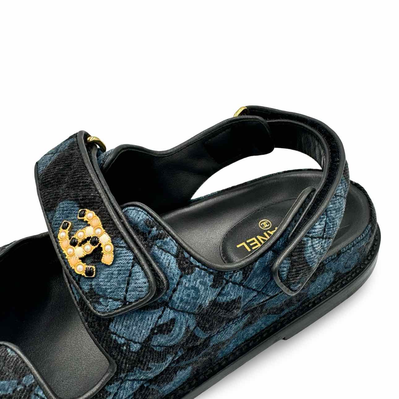 Chanel Denim Velcro Dad Sandals
