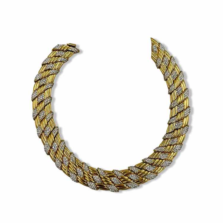 Ciner Jewelry Vintage gold &amp rhinestone collar necklace
