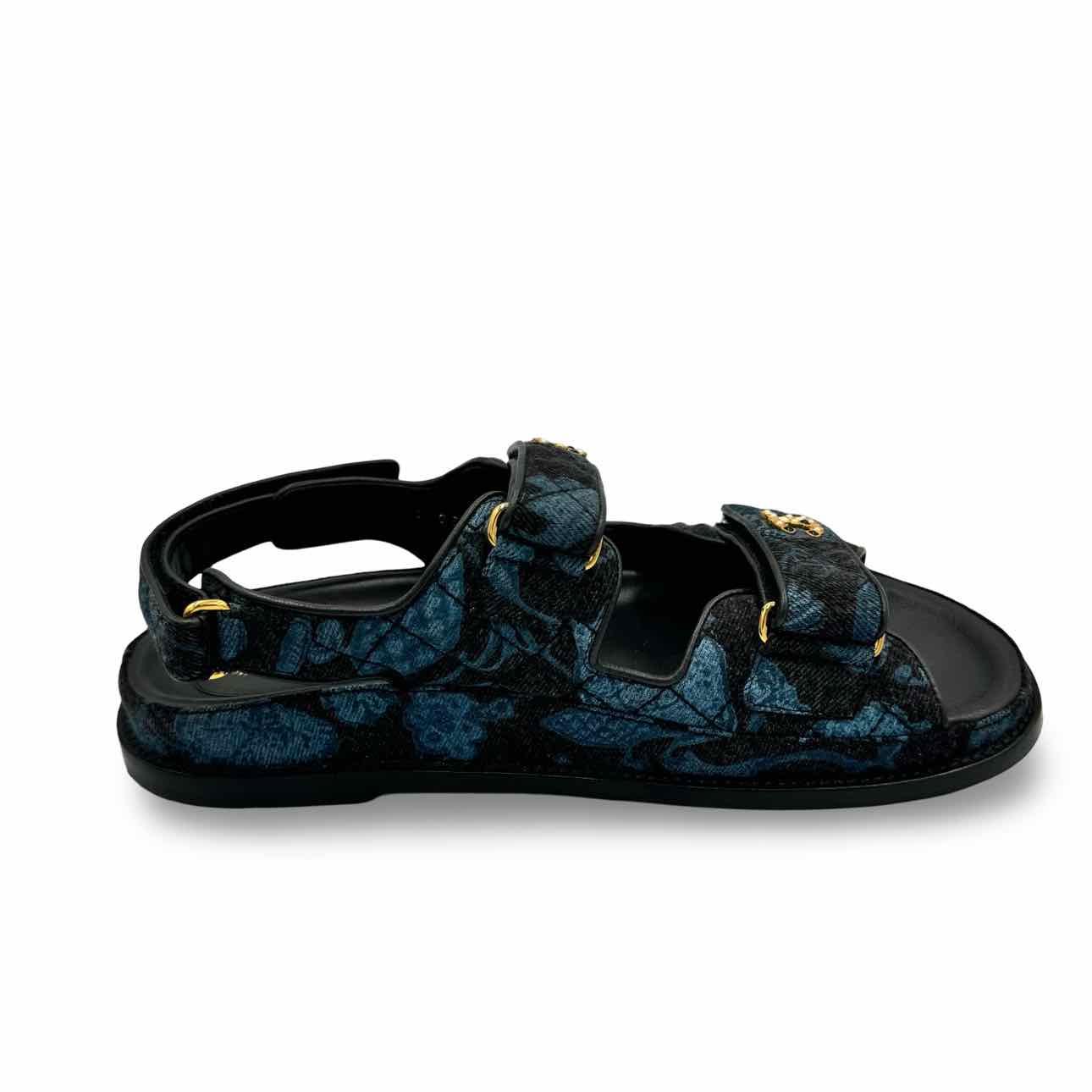 Chanel Denim Velcro Dad Sandals
