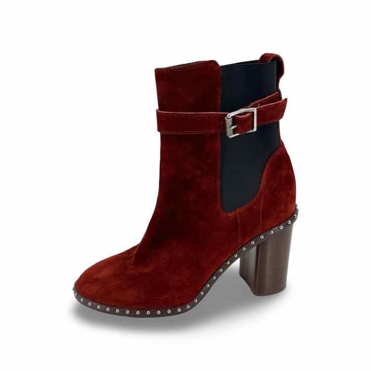 Rag & Bone Rust Red Short Boots w/ Stud Trim
