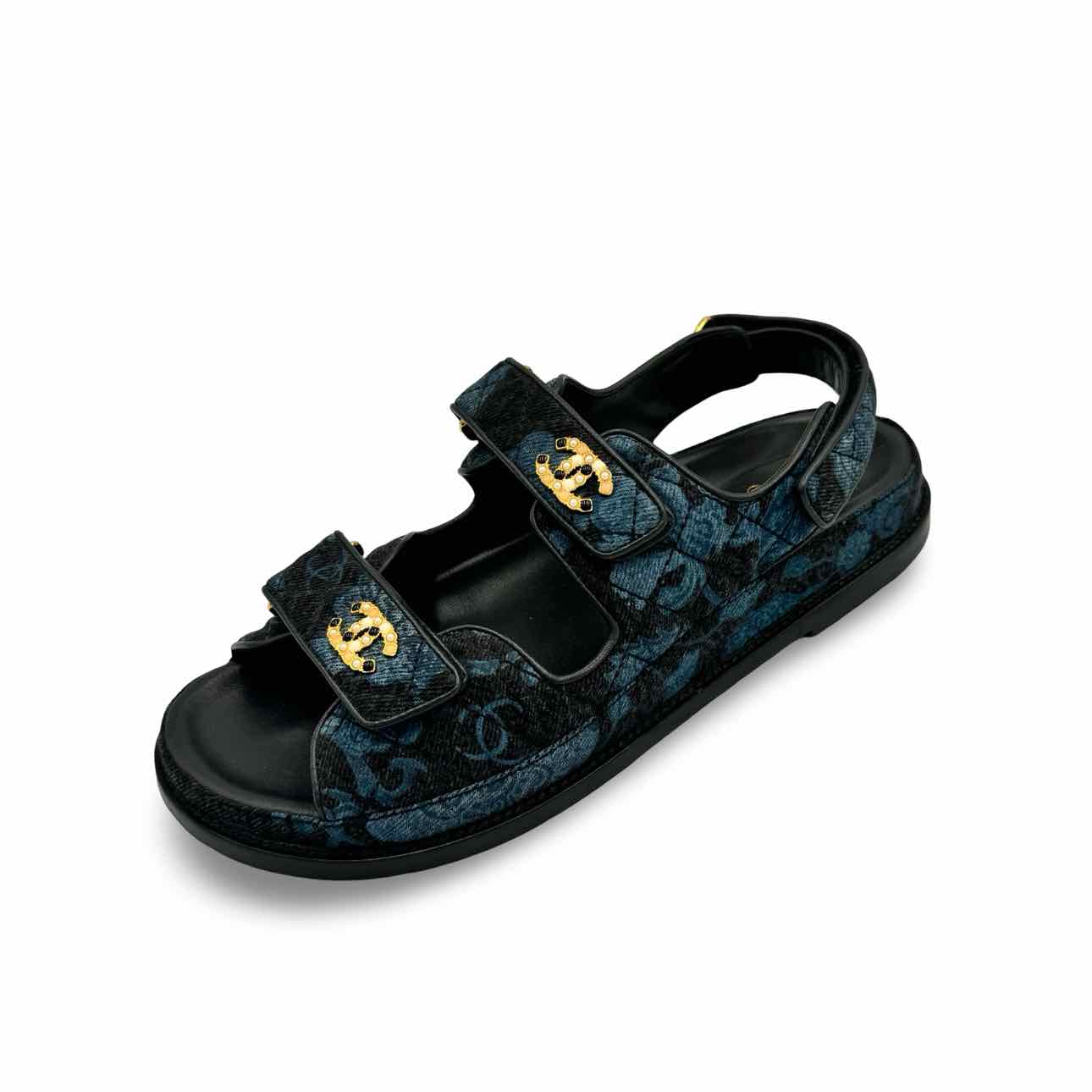 Chanel Denim Velcro Dad Sandals
