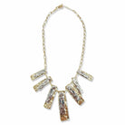 gold-tone link necklace with silver & gold-tone rectangular pendants - Double Exposure Boutique