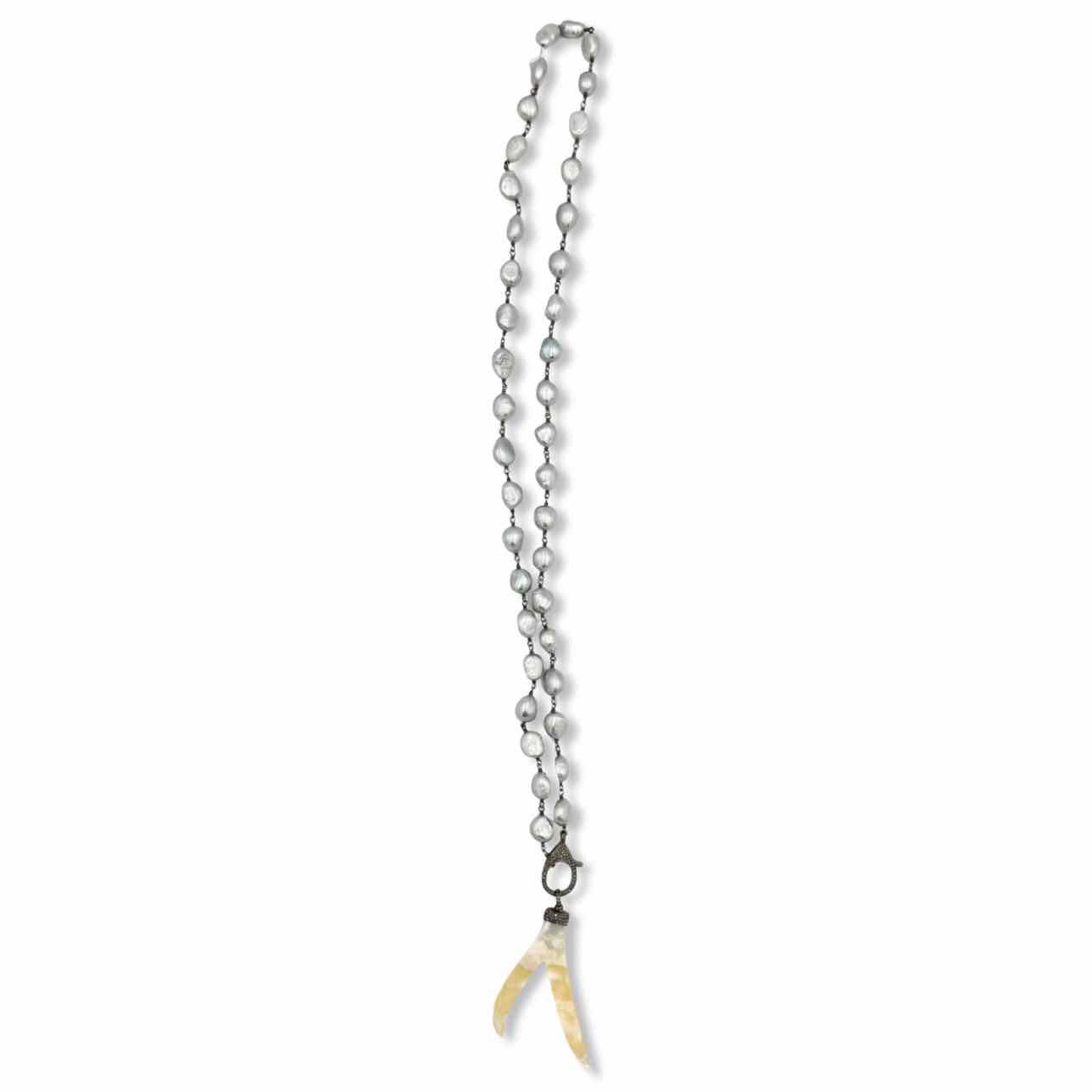 Royal Nomad necklace grey pearl diamond - Double Exposure Boutique
