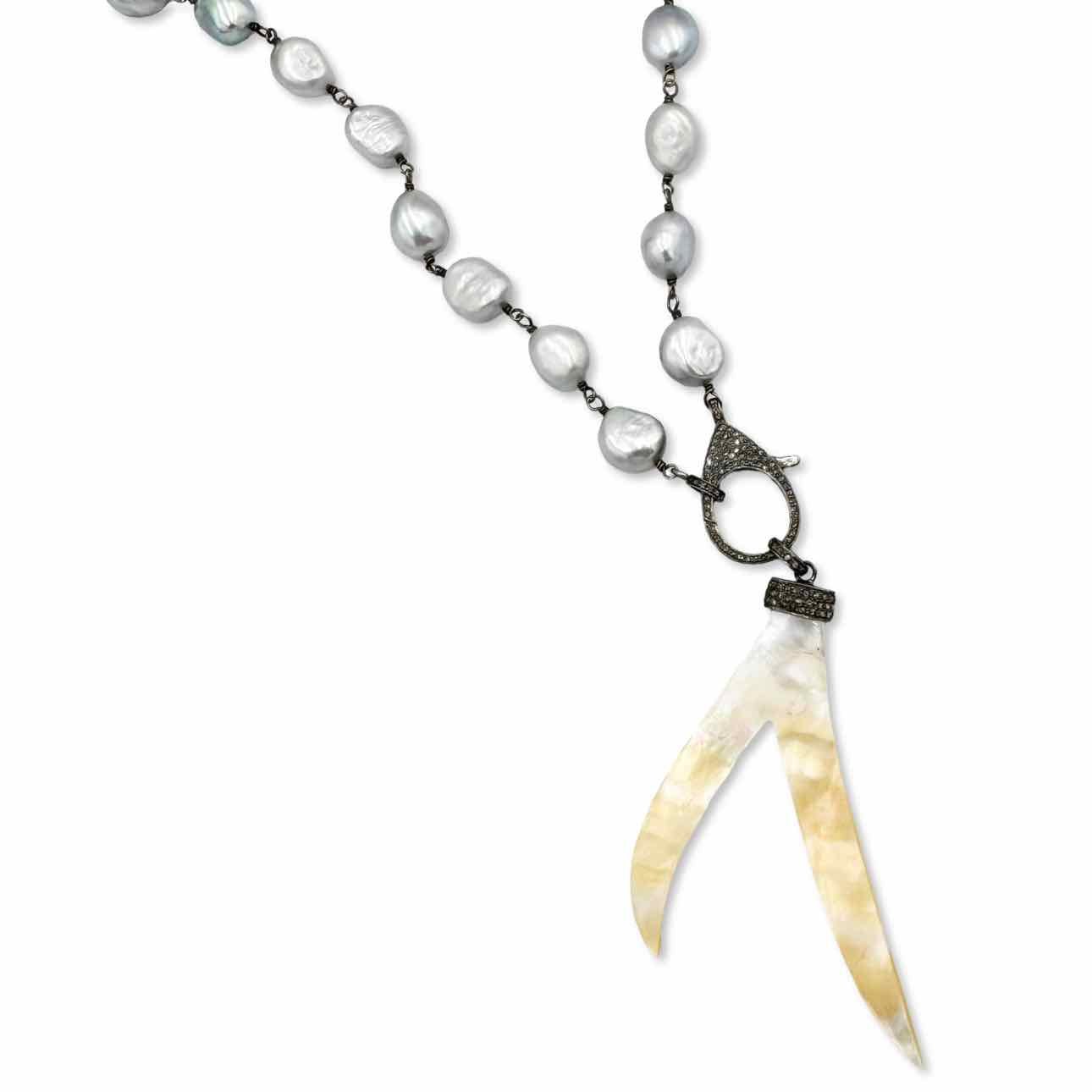 Royal Nomad necklace grey pearl diamond - Double Exposure Boutique
