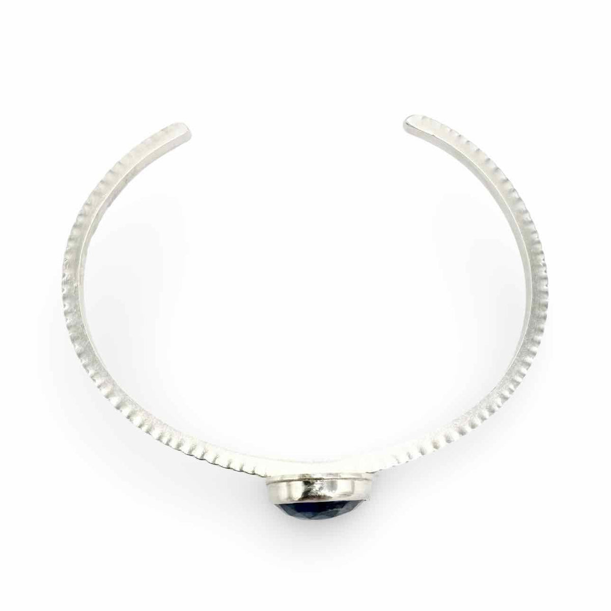 Silver bangle bracelet with kyanite - Double Exposure Boutique
