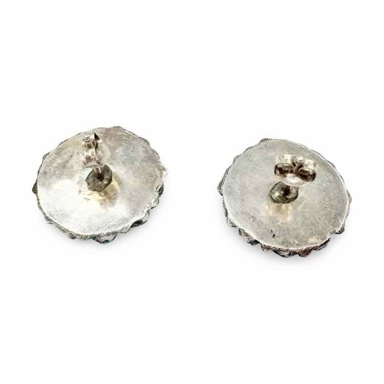 Vintage Navajo silver and turquoise stud earrings - Double Exposure Boutique
